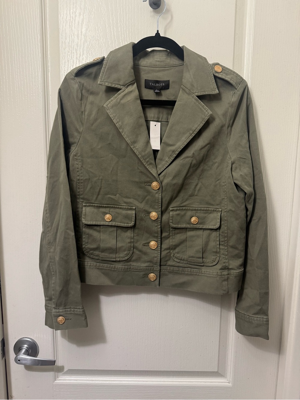Talbots Olive Green Utility Jacket with Gold Buttons - Picture 2 of 5
